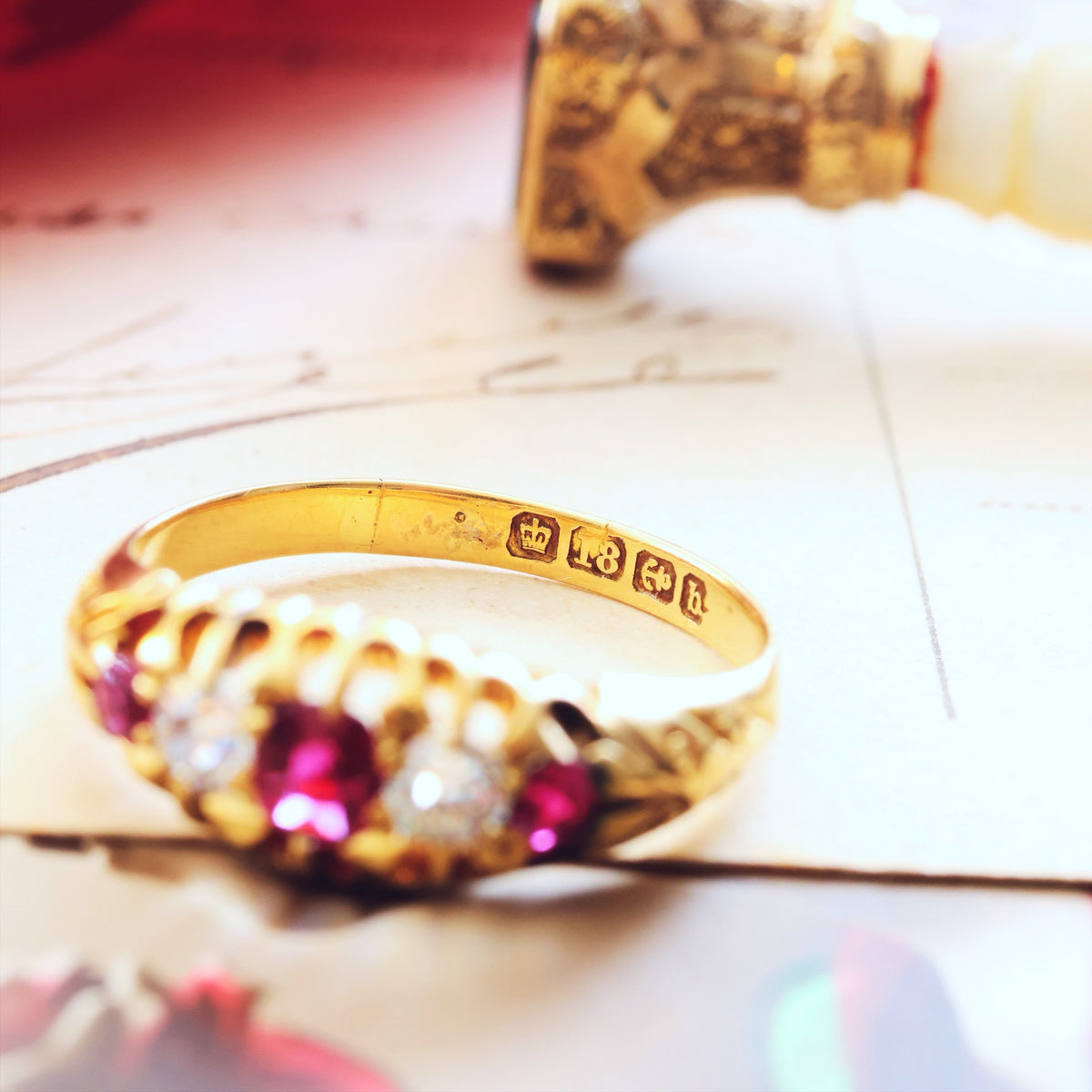 Antique Date 1901 Ruby & Diamond Engagement Ring