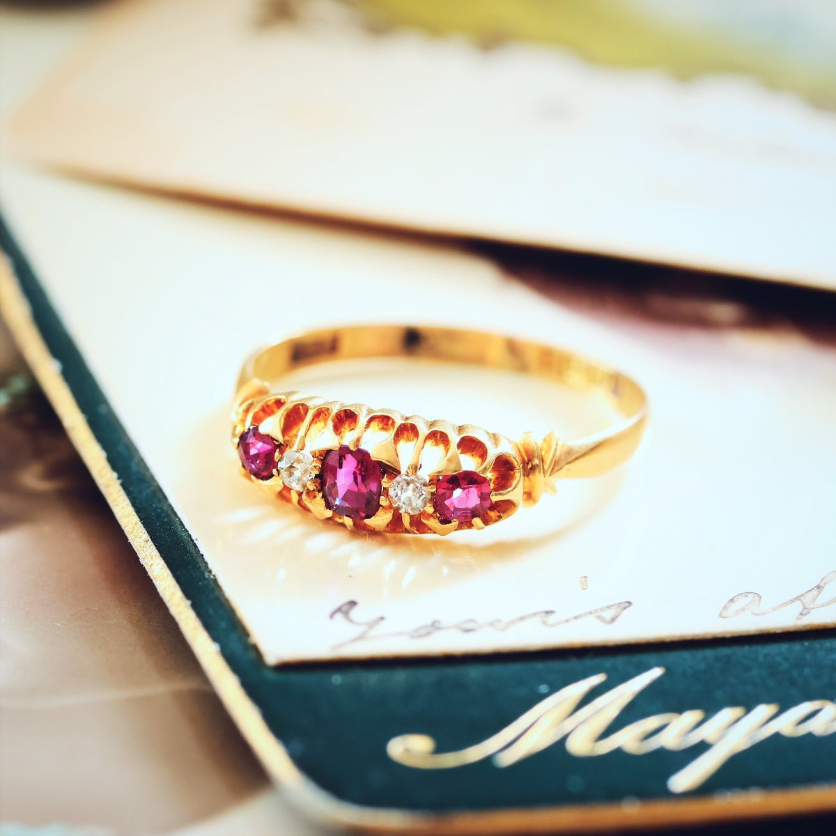 Antique Date 1902 18ct Ruby & Diamond Engagement Ring