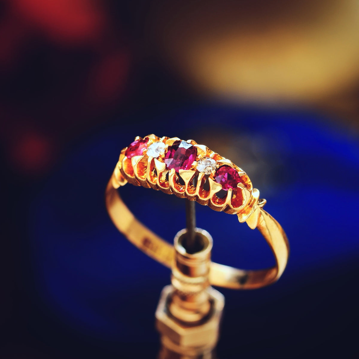 Beautiful Date 1902 Ruby & Diamond Engagement Ring