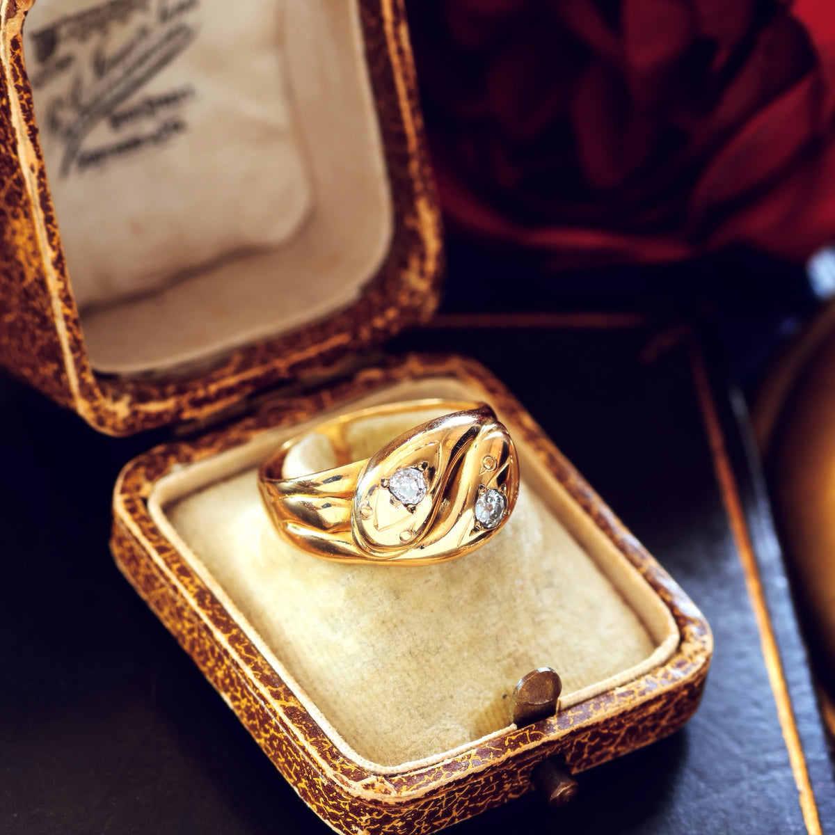 Beauteous Date 1902 Diamond Double Snake Ring