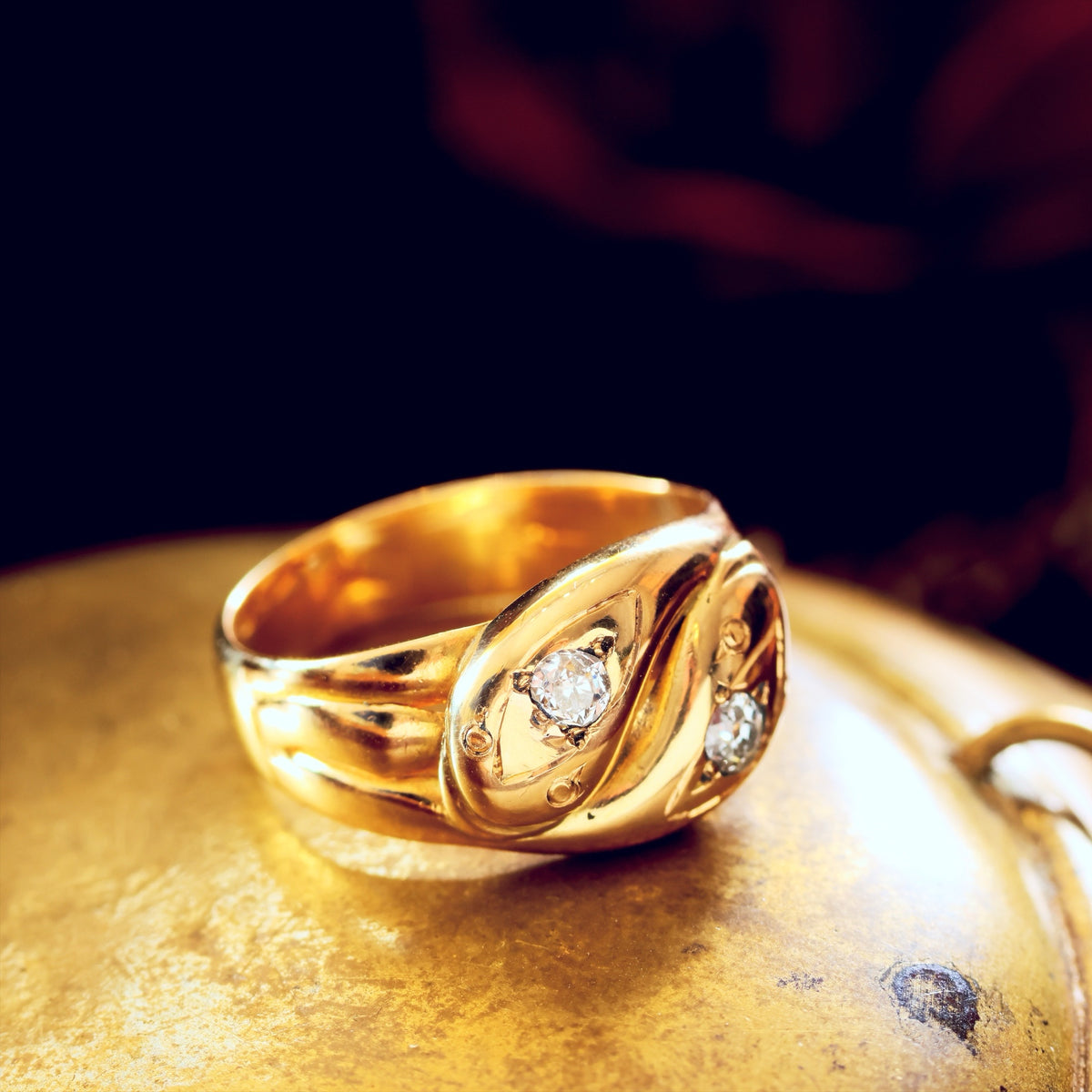 Beauteous Date 1902 Diamond Double Snake Ring
