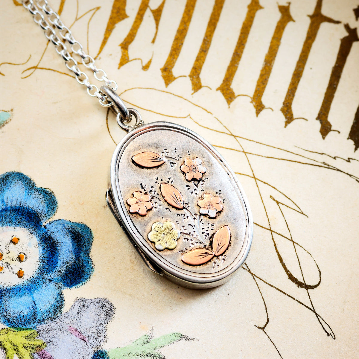 Antique Date 1902 Roses for LOVE Locket