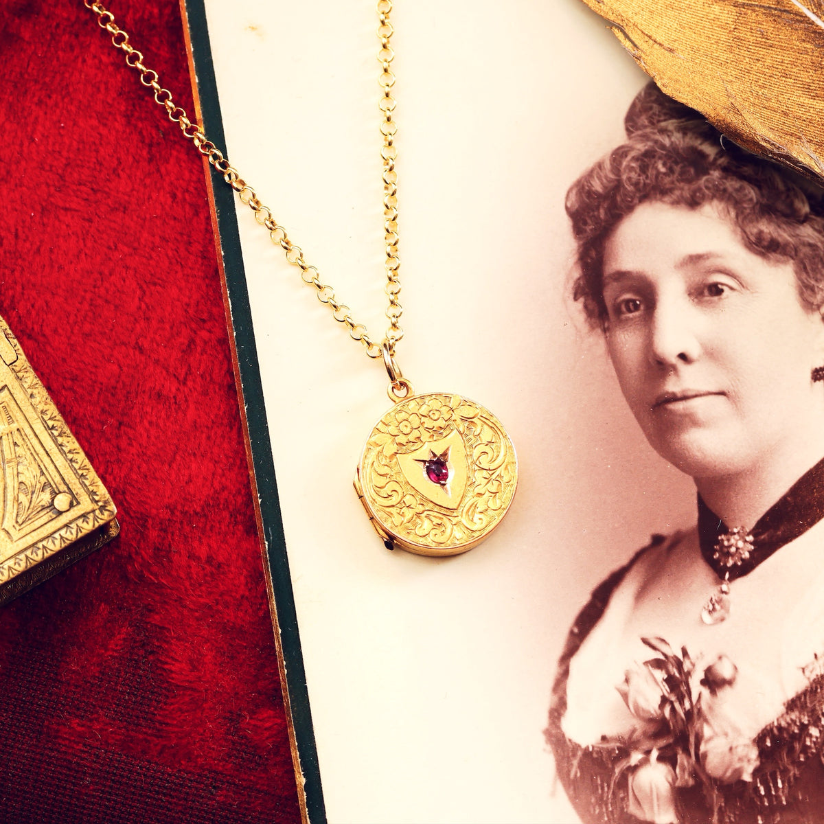 Once Beloved Date 1903 15ct Gold Ruby Locket