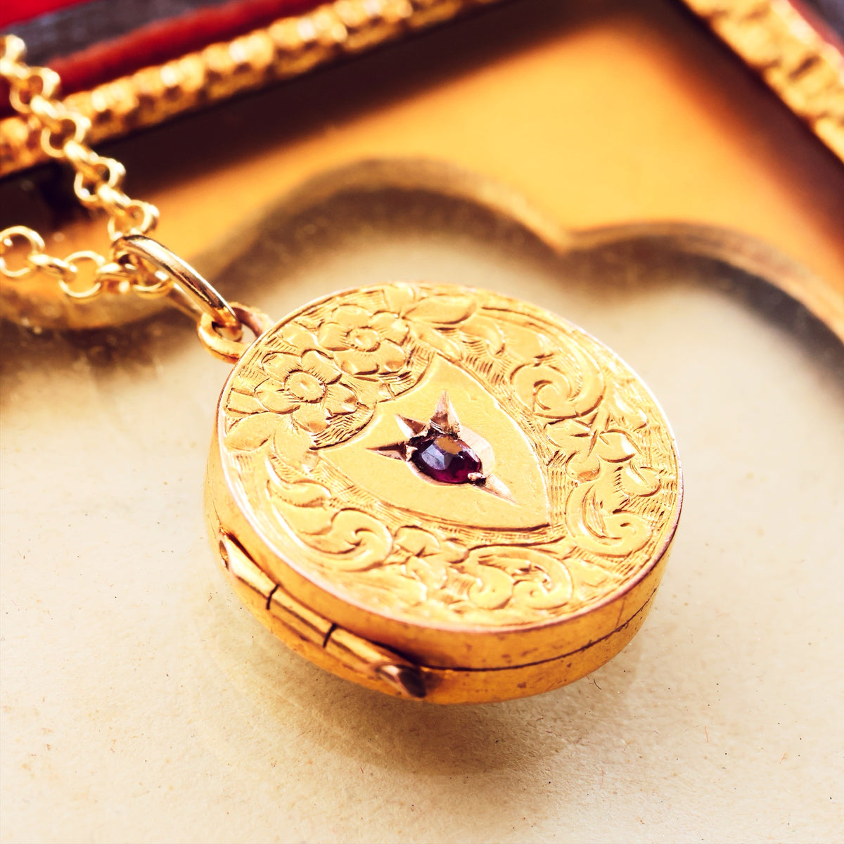 Once Beloved Date 1903 15ct Gold Ruby Locket