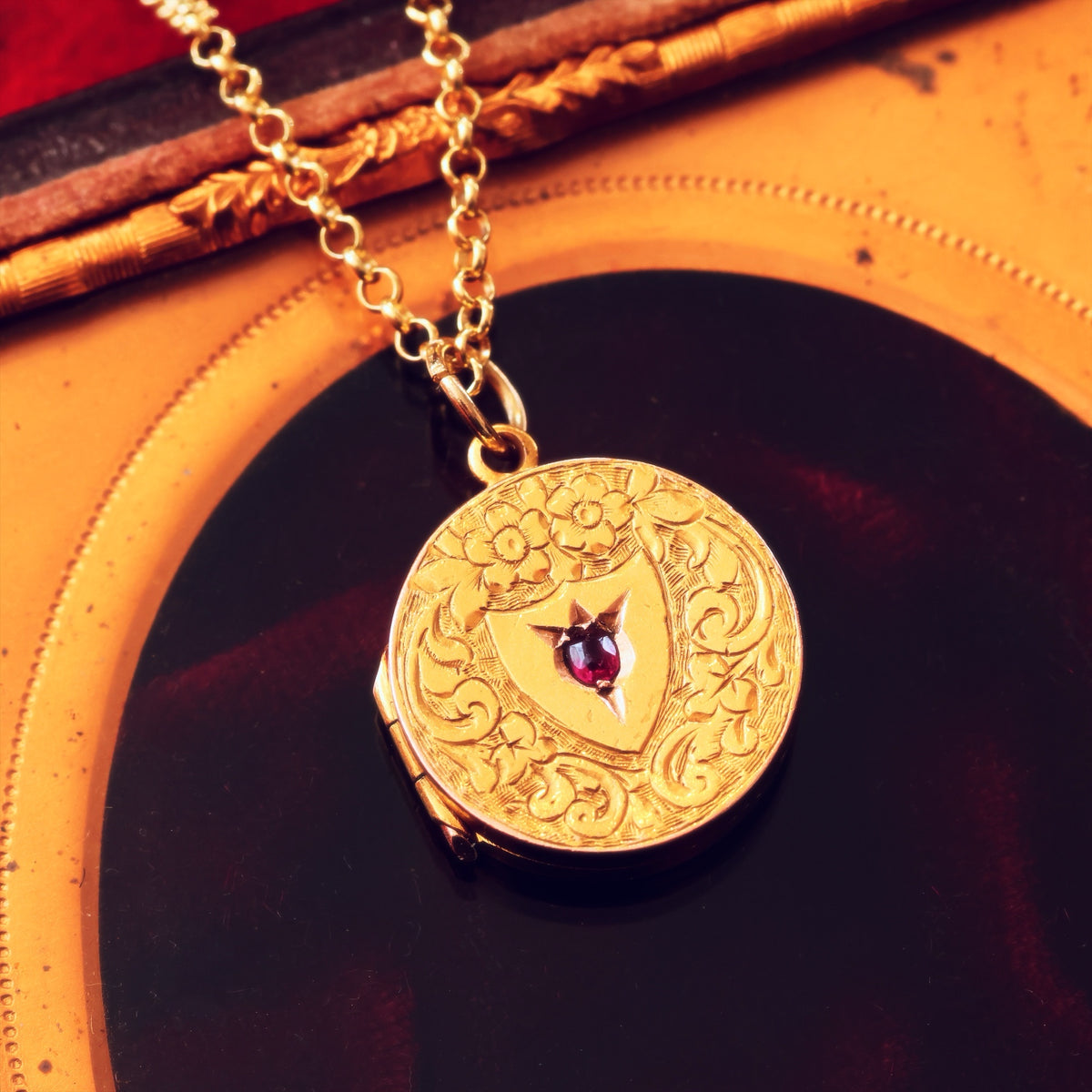 Once Beloved Date 1903 15ct Gold Ruby Locket