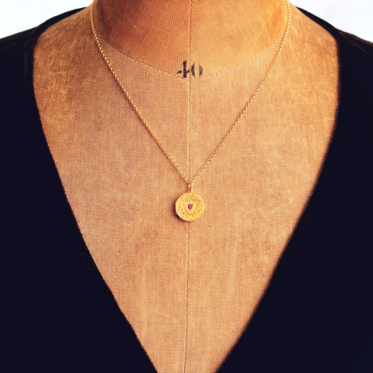 Once Beloved Date 1903 15ct Gold Ruby Locket
