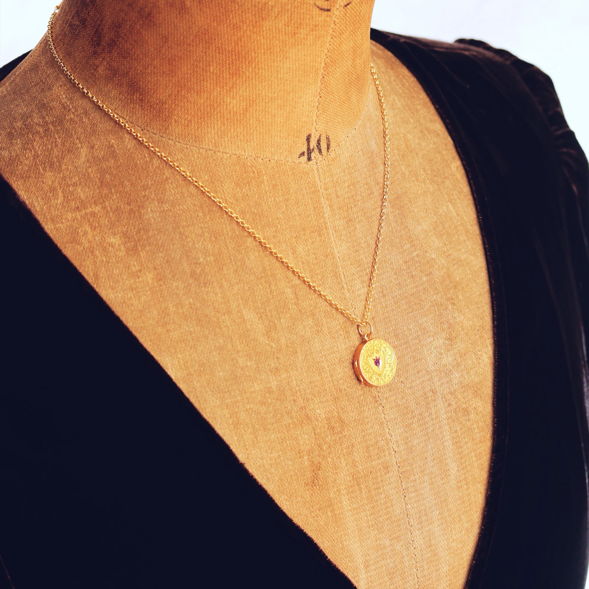 Once Beloved Date 1903 15ct Gold Ruby Locket