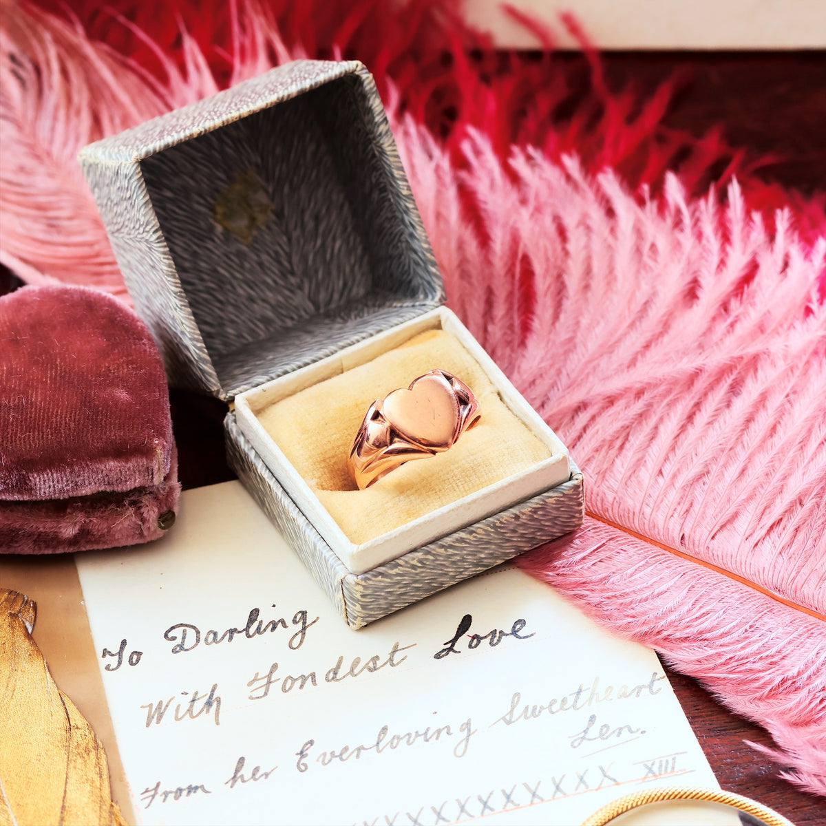 Antique Date 1905 9ct Rose Gold Signet Ring