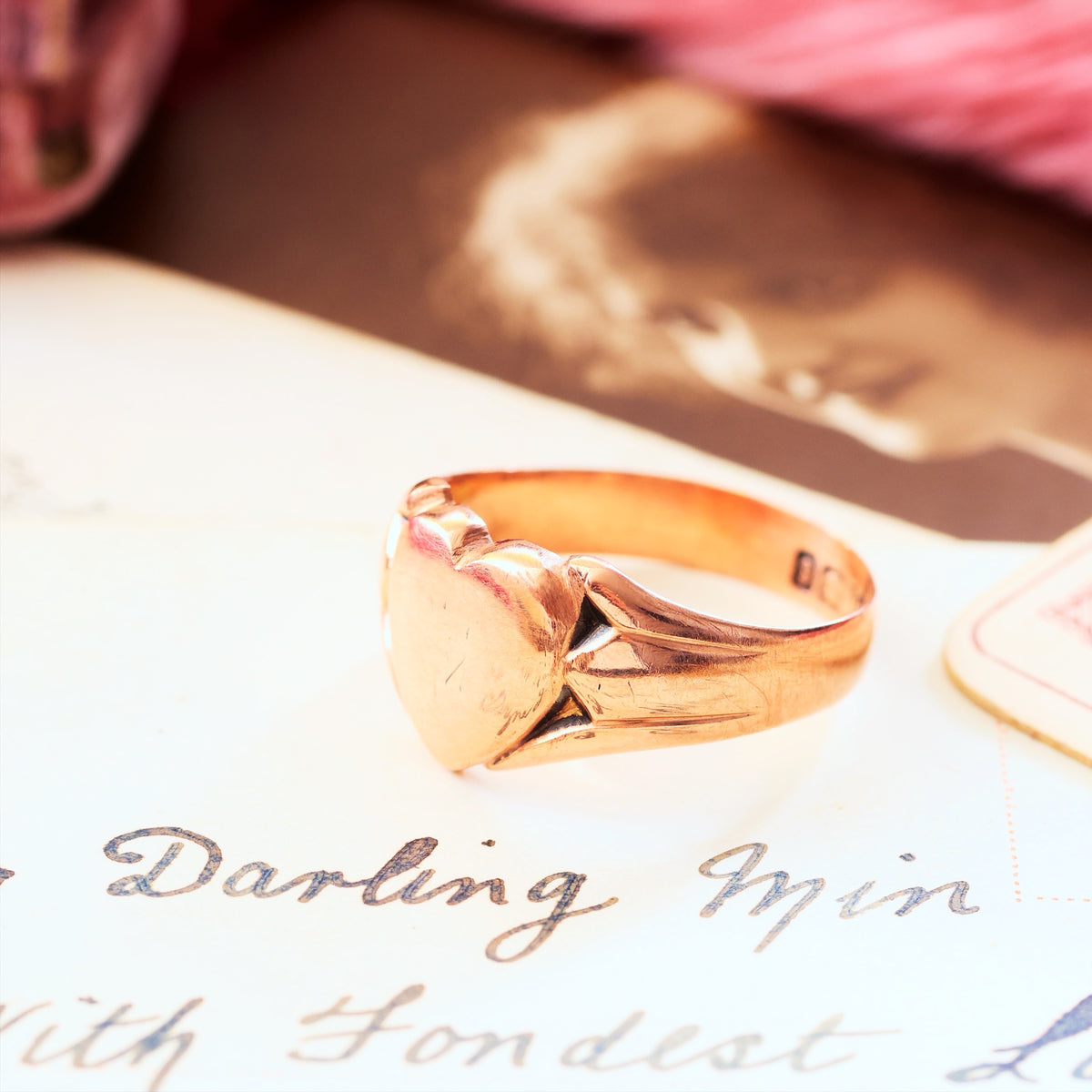 Antique Date 1905 9ct Rose Gold Signet Ring