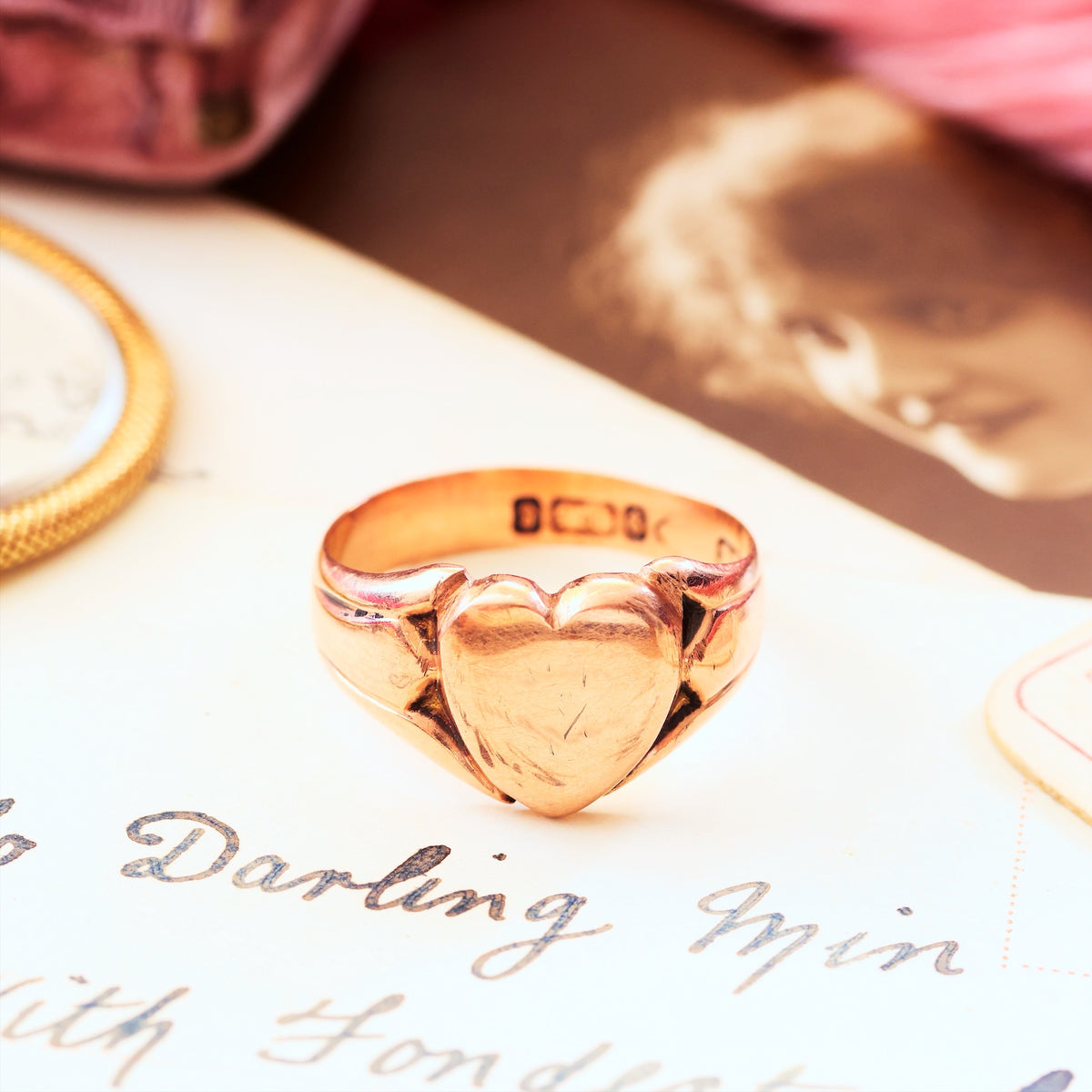 Antique Date 1905 9ct Rose Gold Signet Ring