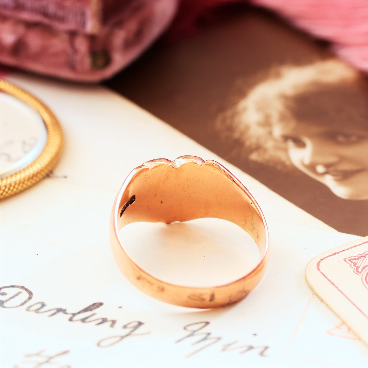 Antique Date 1905 9ct Rose Gold Signet Ring