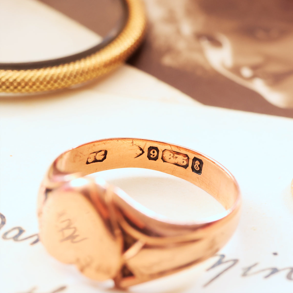 Antique Date 1905 9ct Rose Gold Signet Ring