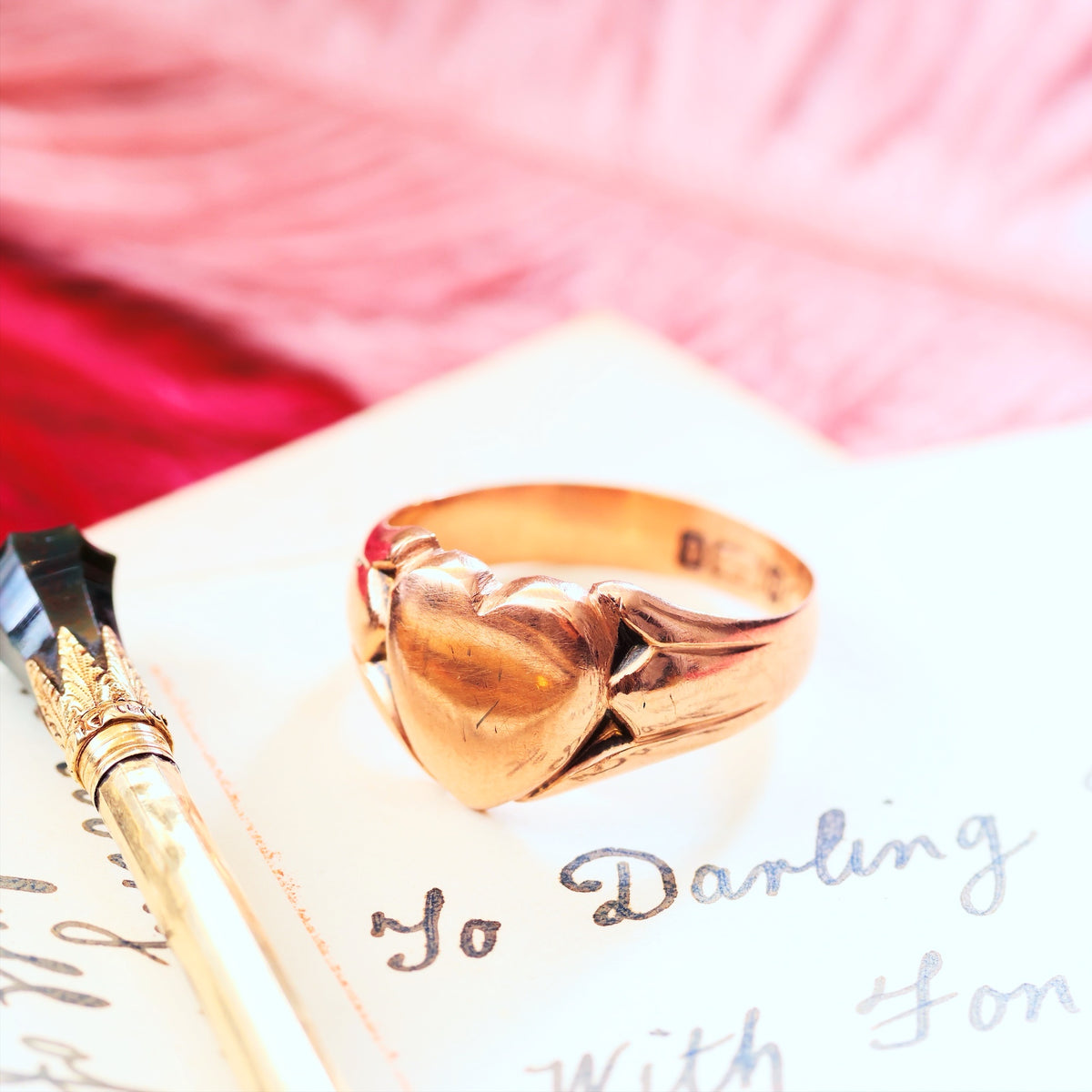 Antique Date 1905 9ct Rose Gold Signet Ring