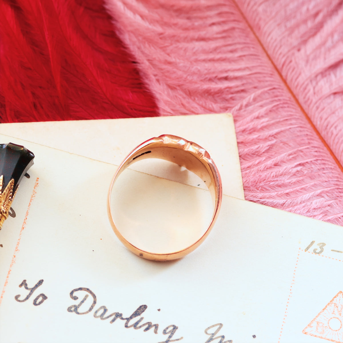 Antique Date 1905 9ct Rose Gold Signet Ring