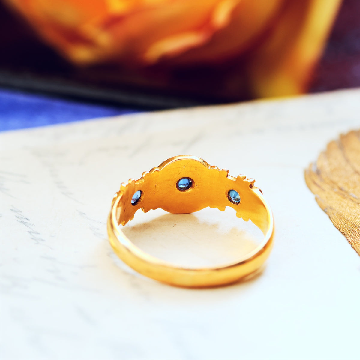 Date 1906 Sapphire & Seed Pearl Gypsy Ring