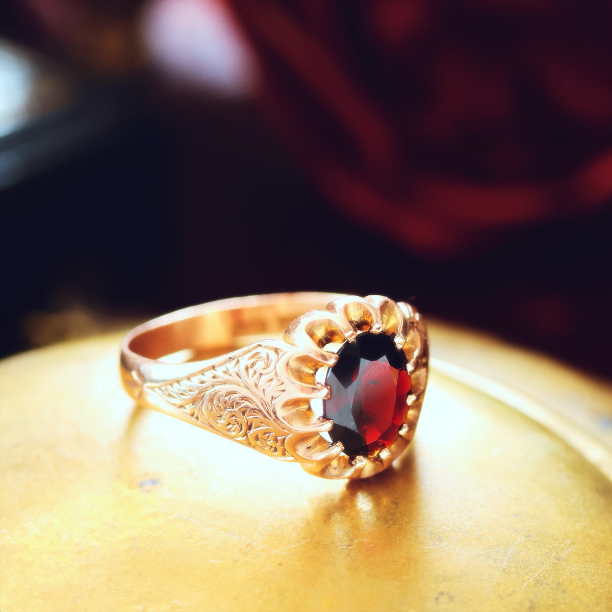 Antique Date 1908 Arts & Crafts Garnet Ring