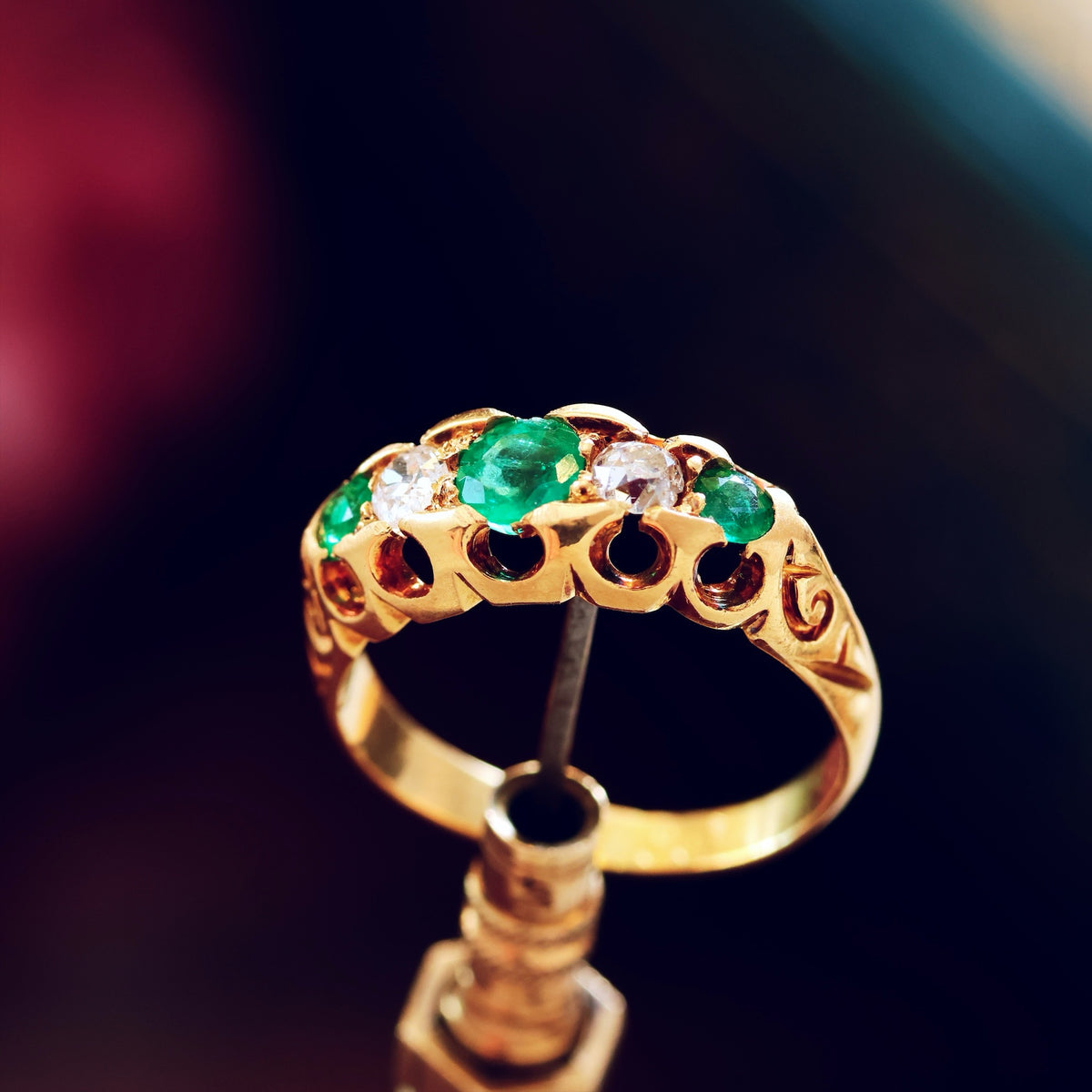Antique Date 1908 Emerald & Diamond Ring