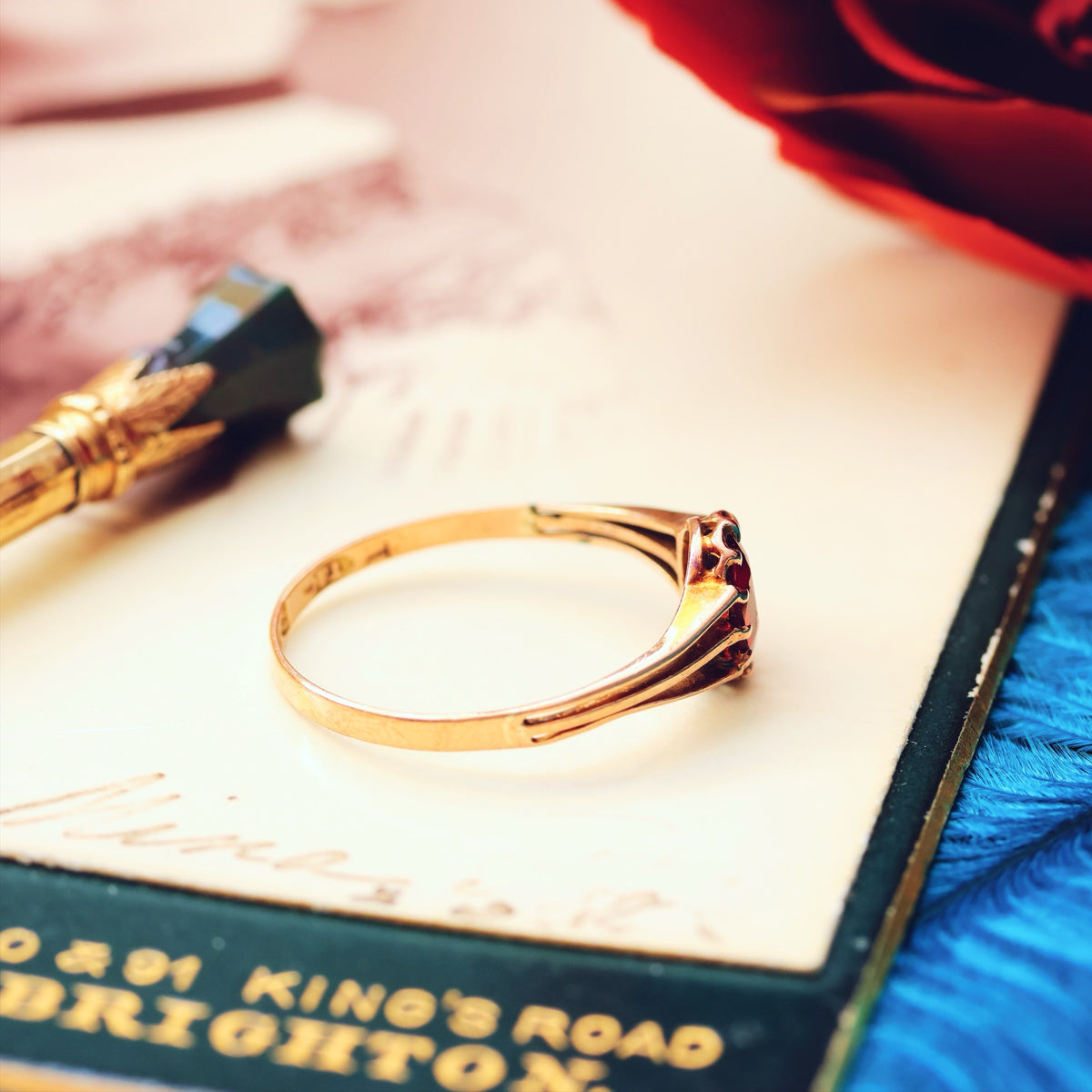 Pretty Antique Date 1910 Garnet Dress Ring