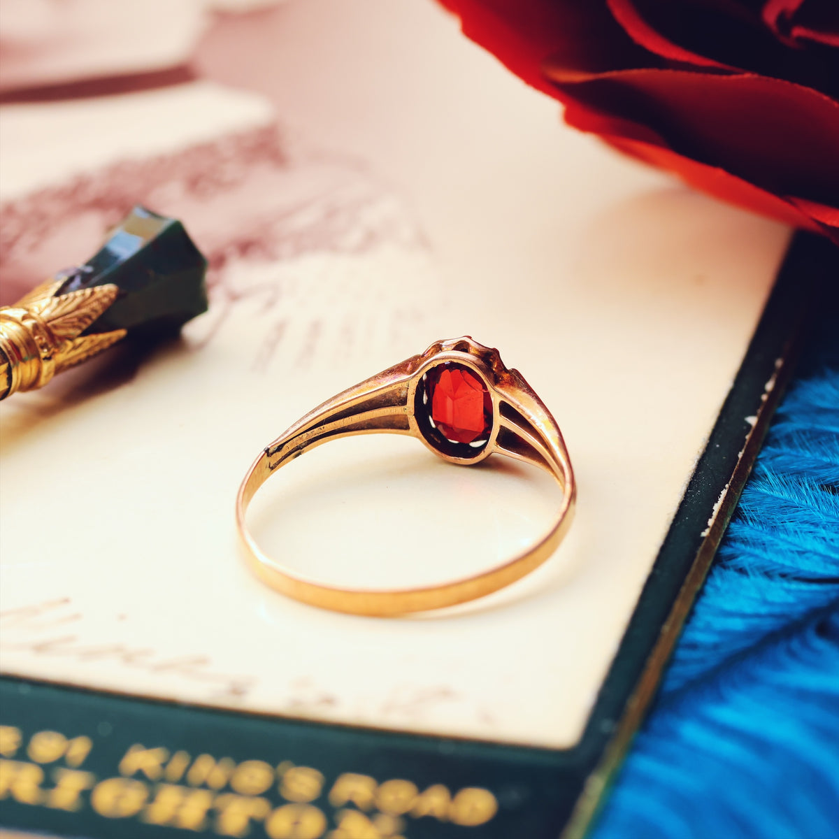 Pretty Antique Date 1910 Garnet Dress Ring
