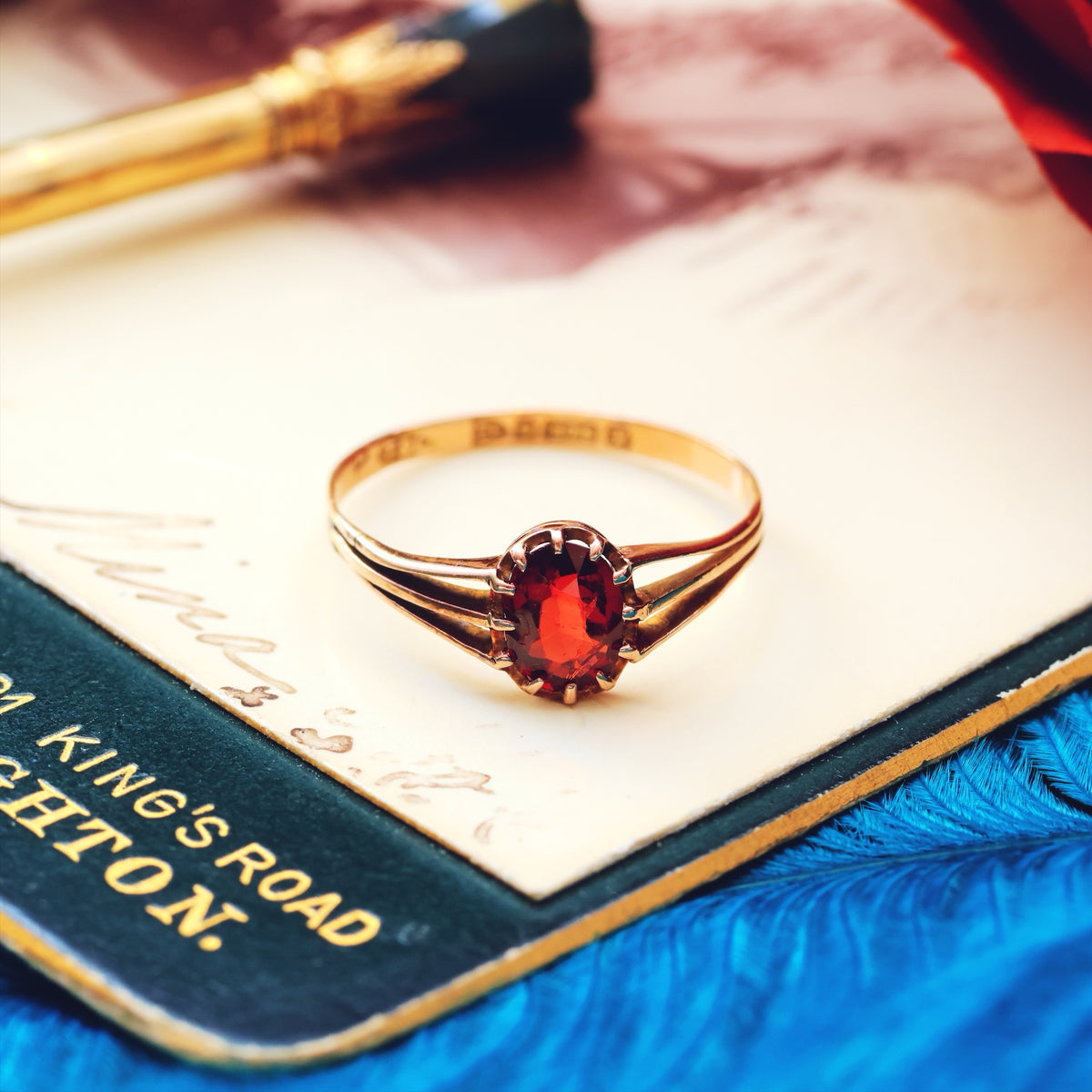 Antique Date 1910 Garnet Dress Ring
