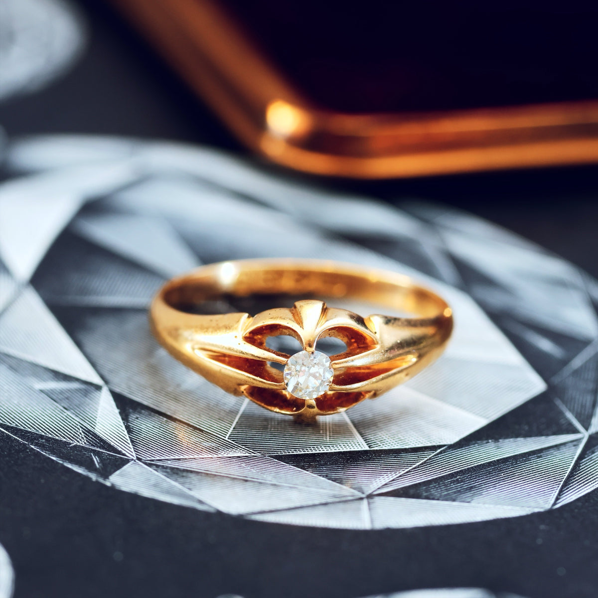 Antique Date 1912 Hand cut Diamond Engagement Ring