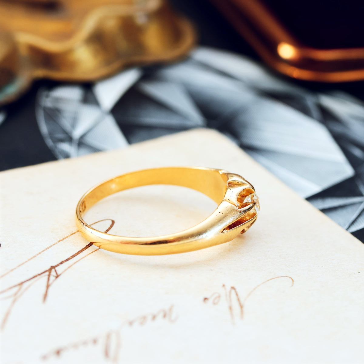 Antique Date 1912 Hand cut Diamond Engagement Ring