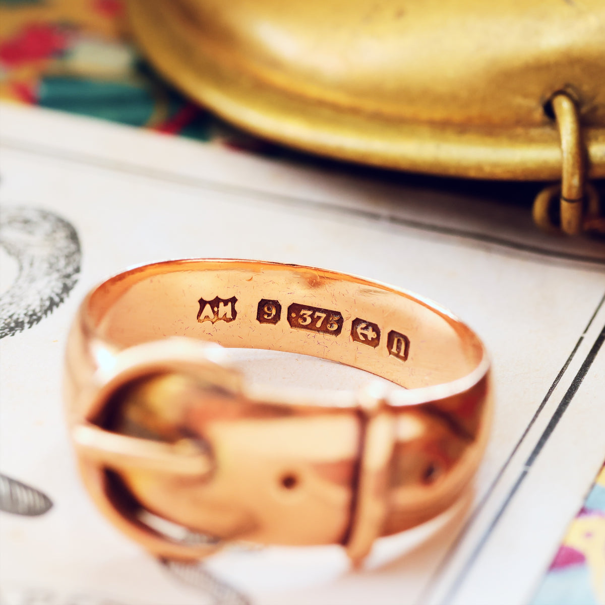 Scarce Date 1912 Men's 'Fidelity' Buckle Wedding Ring