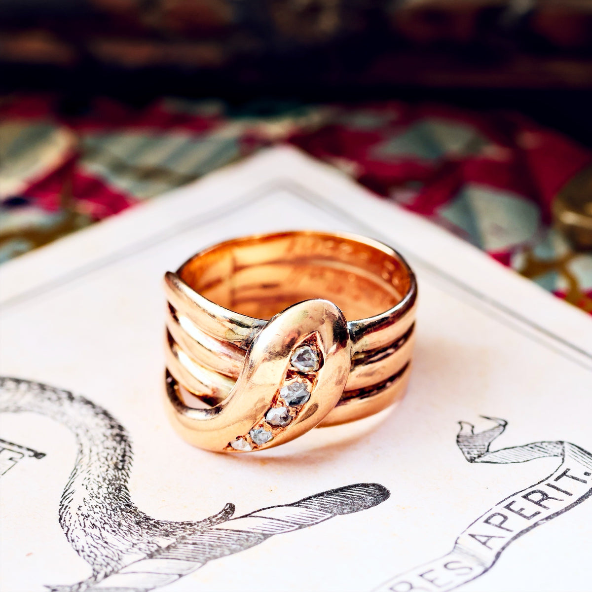 Antique Date 1914 Diamond Snake Ring