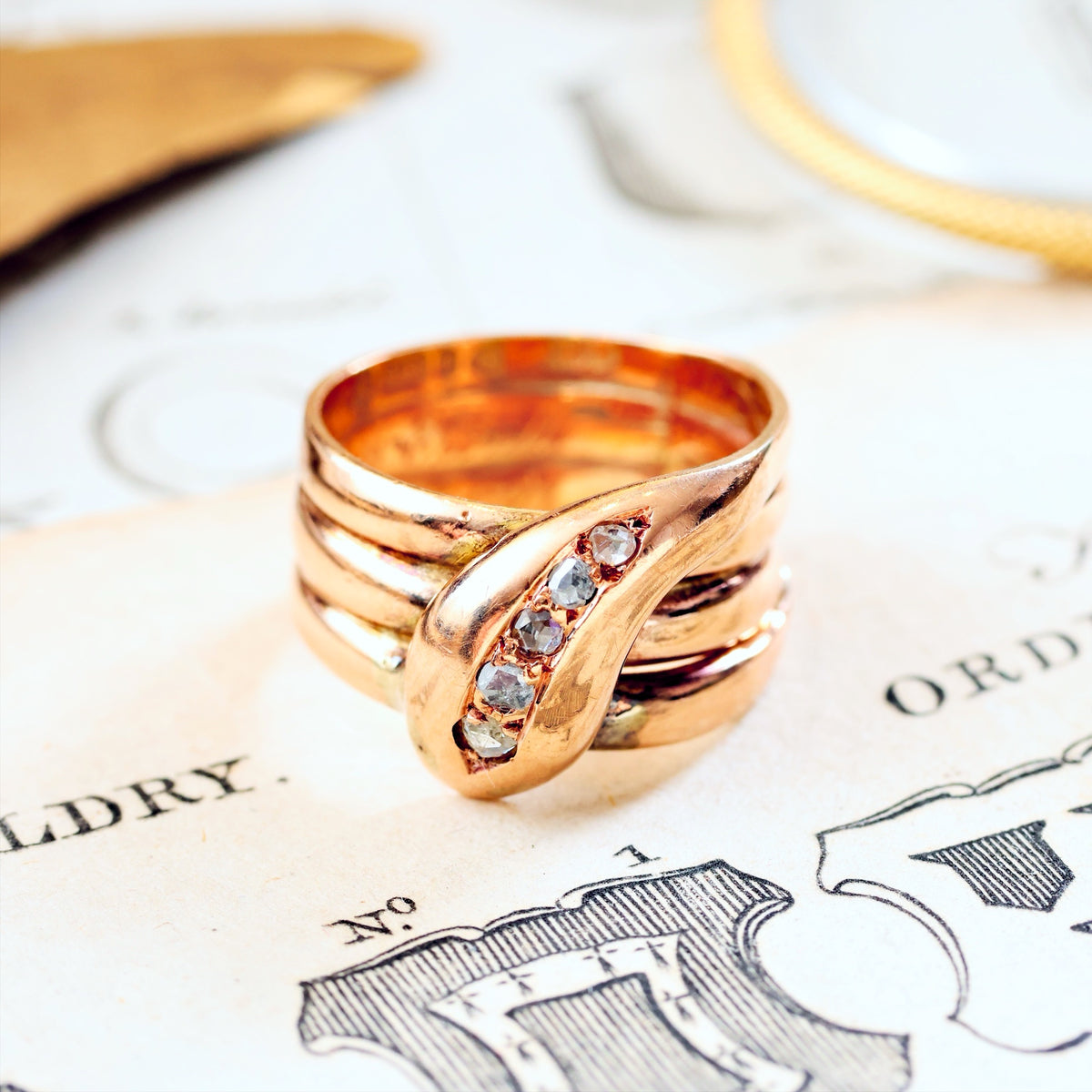 Antique Date 1914 Diamond Snake Ring