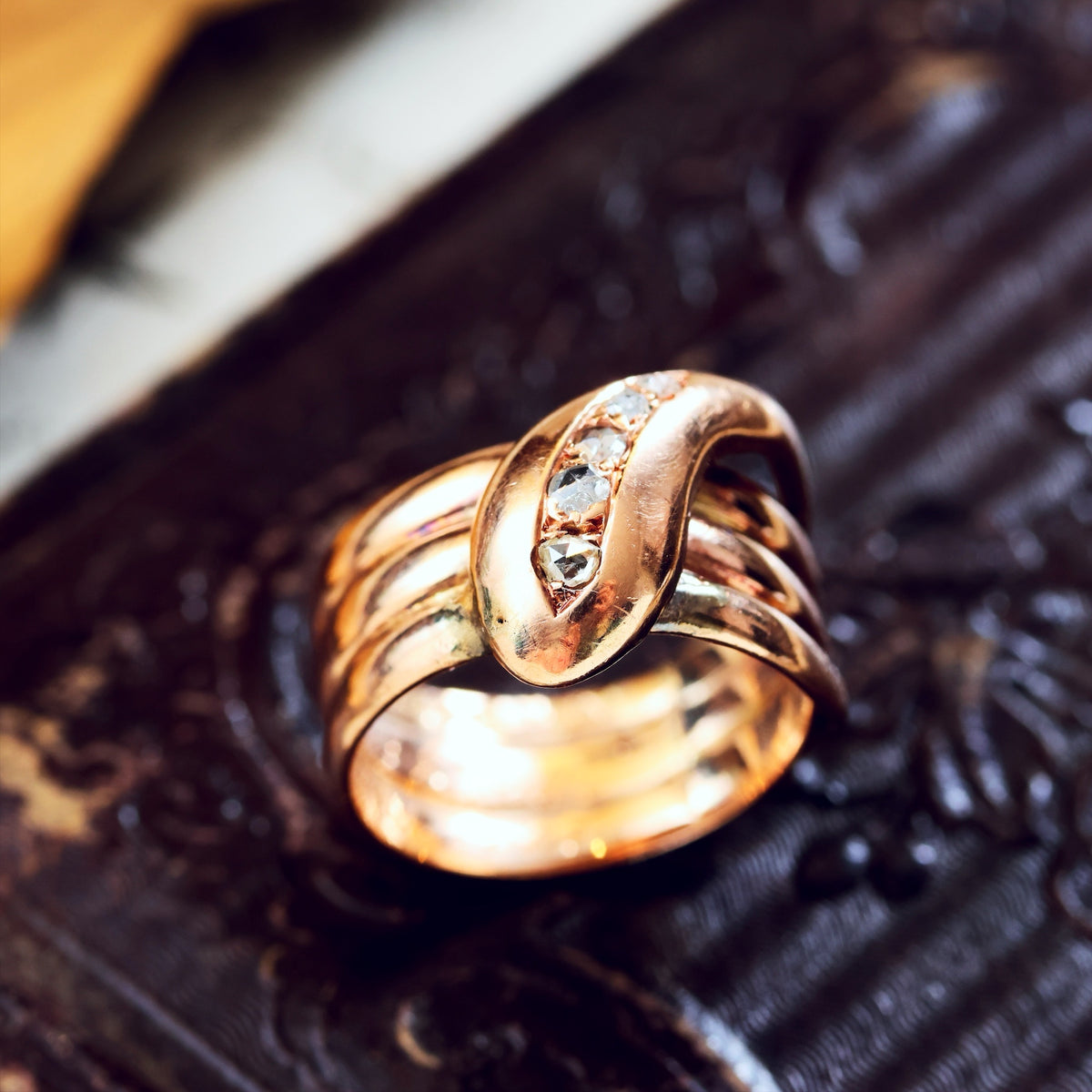 Antique Date 1914 Diamond Snake Ring