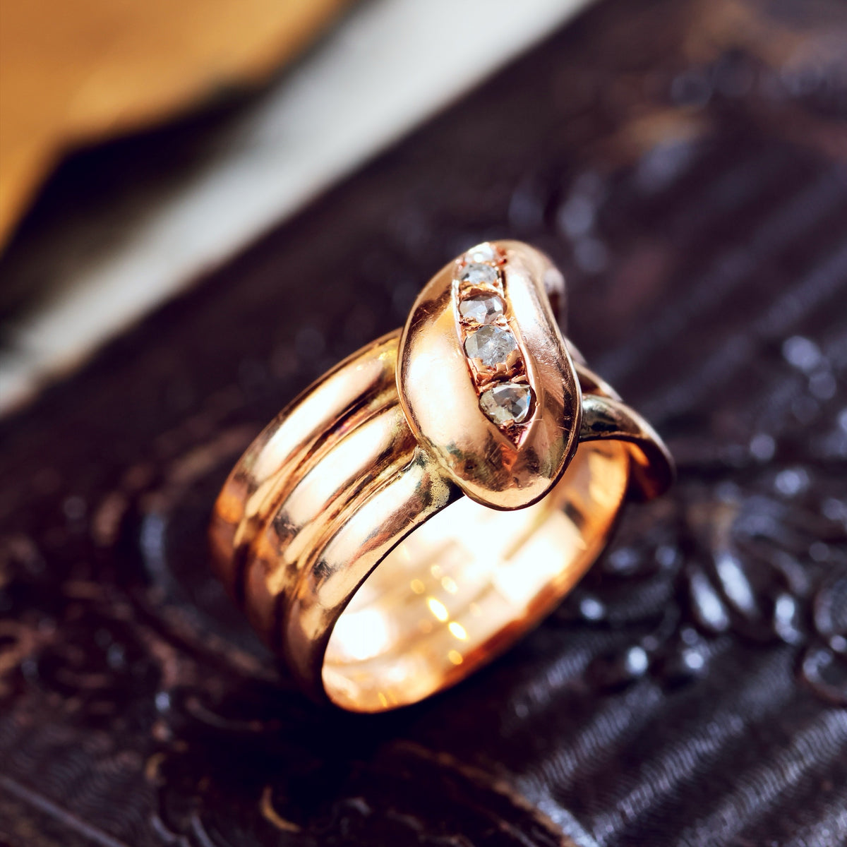 Antique Date 1914 Diamond Snake Ring