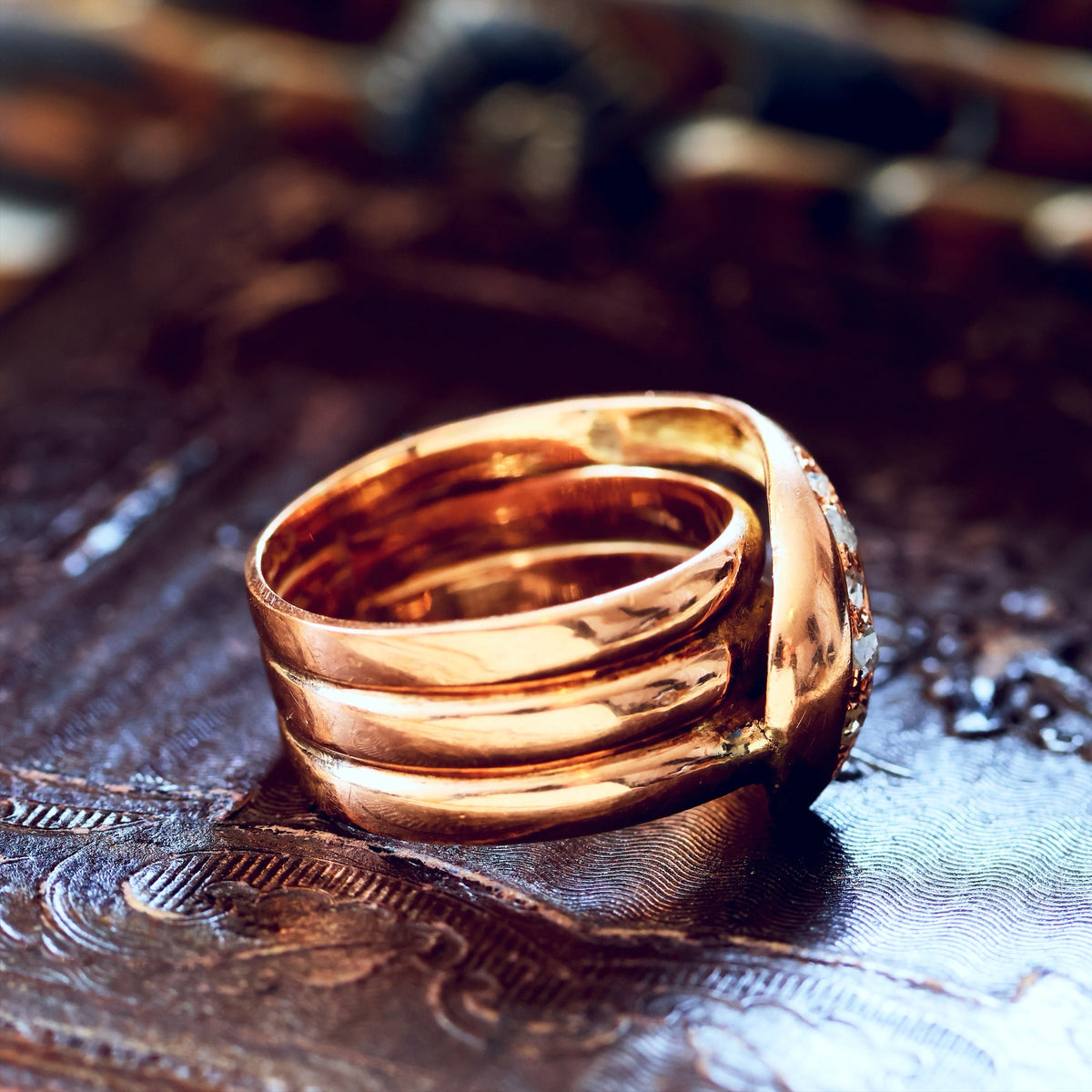 Antique Date 1914 Diamond Snake Ring