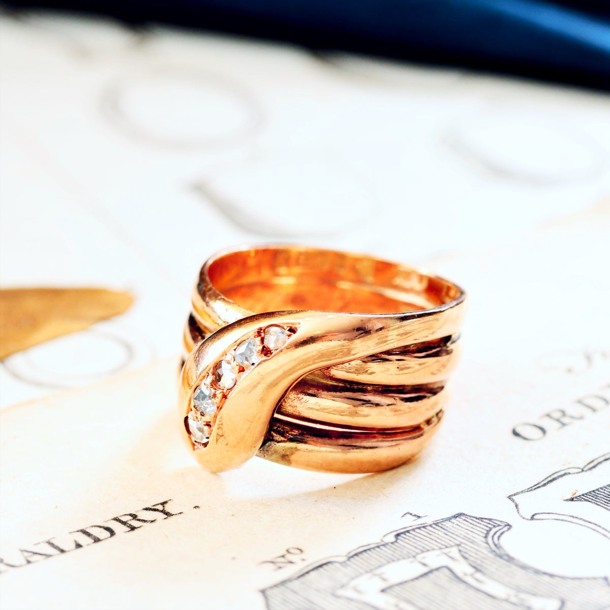 Antique Date 1914 Diamond Snake Ring