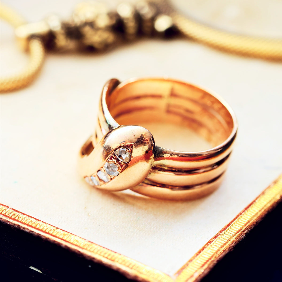 Antique Date 1914 Diamond Snake Ring