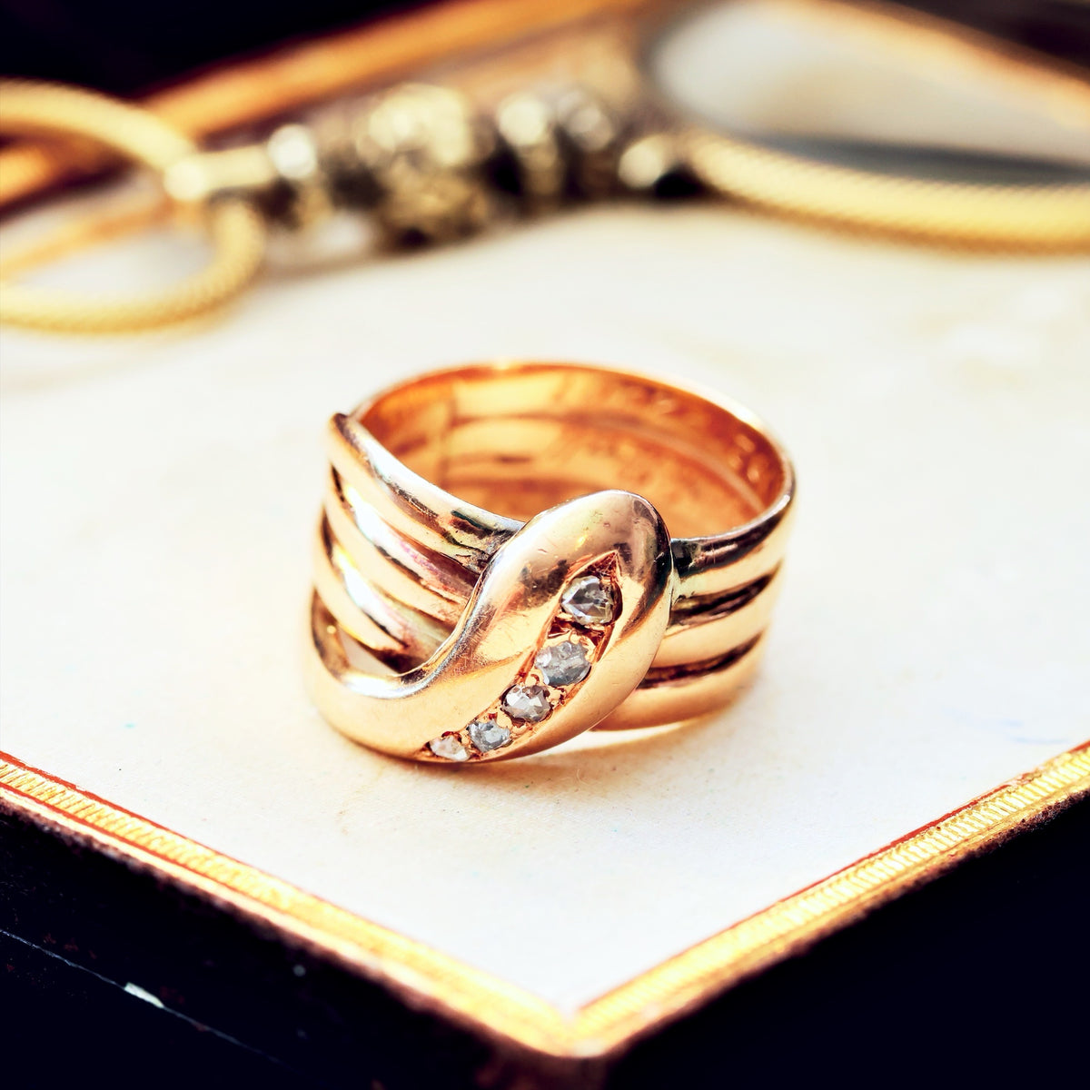 Antique Date 1914 Diamond Snake Ring
