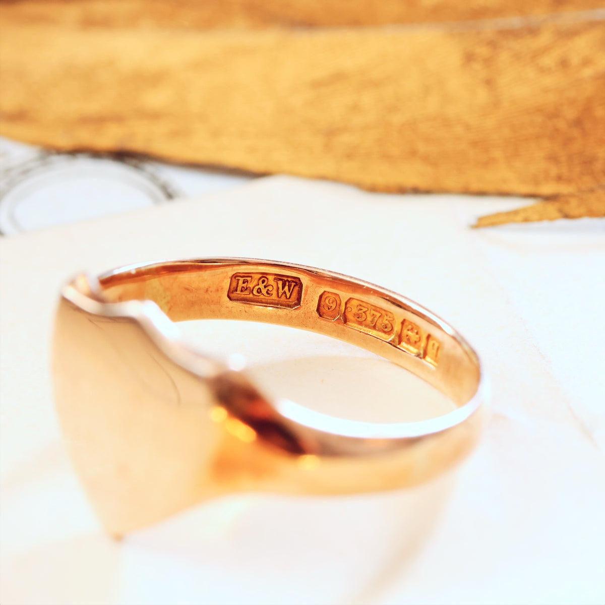 Date 1915 Gold Men's Shield Signet Ring