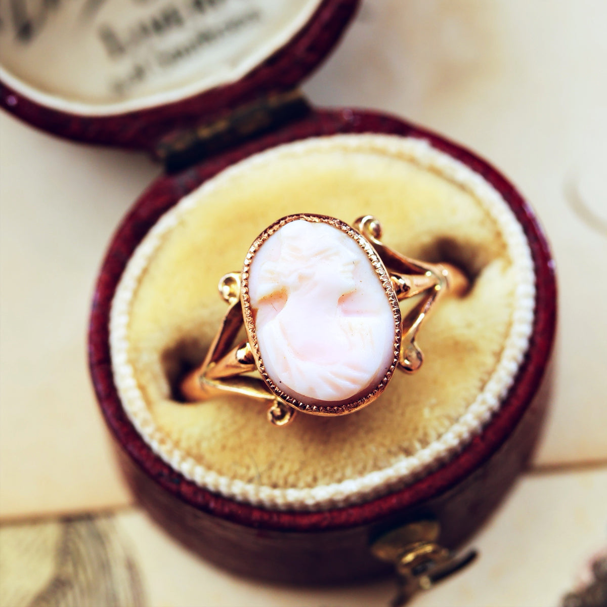 Date 1917 Grecian Goddess Shell Cameo Ring