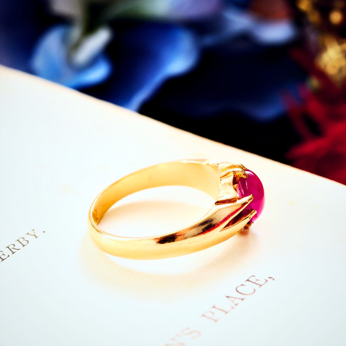 Antique Date 1919 Natural Cabochon Ruby Ring