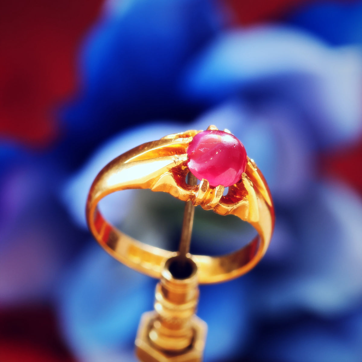 Antique Date 1919 Natural Cabochon Ruby Ring