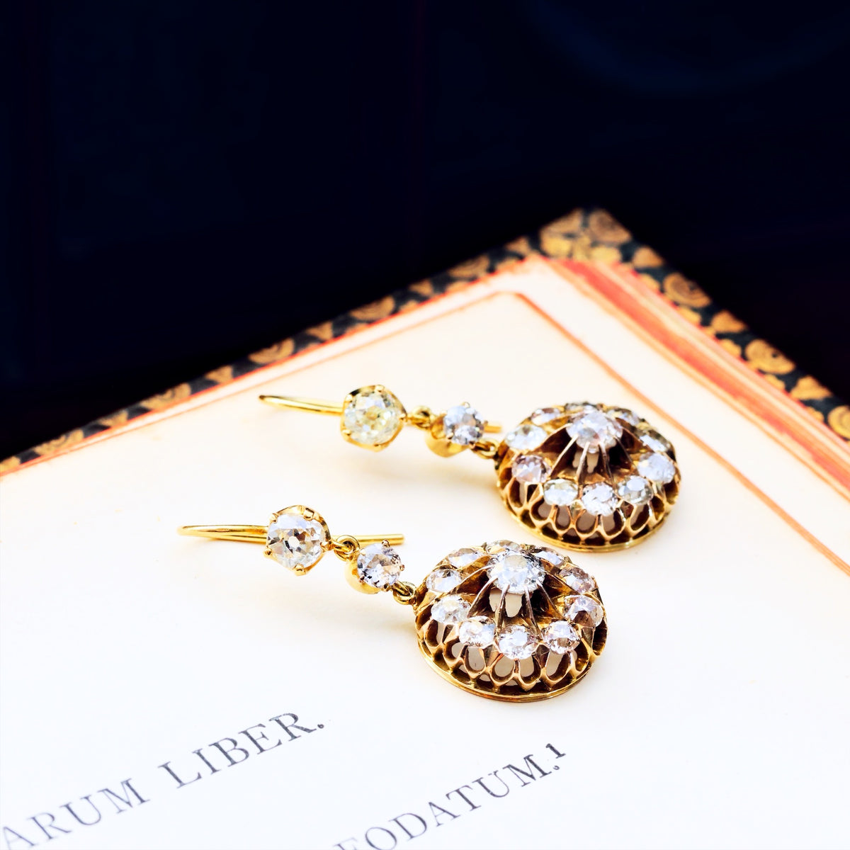 Spectacular Sparkle! Vintage Diamond Cluster Earrings in Original Box