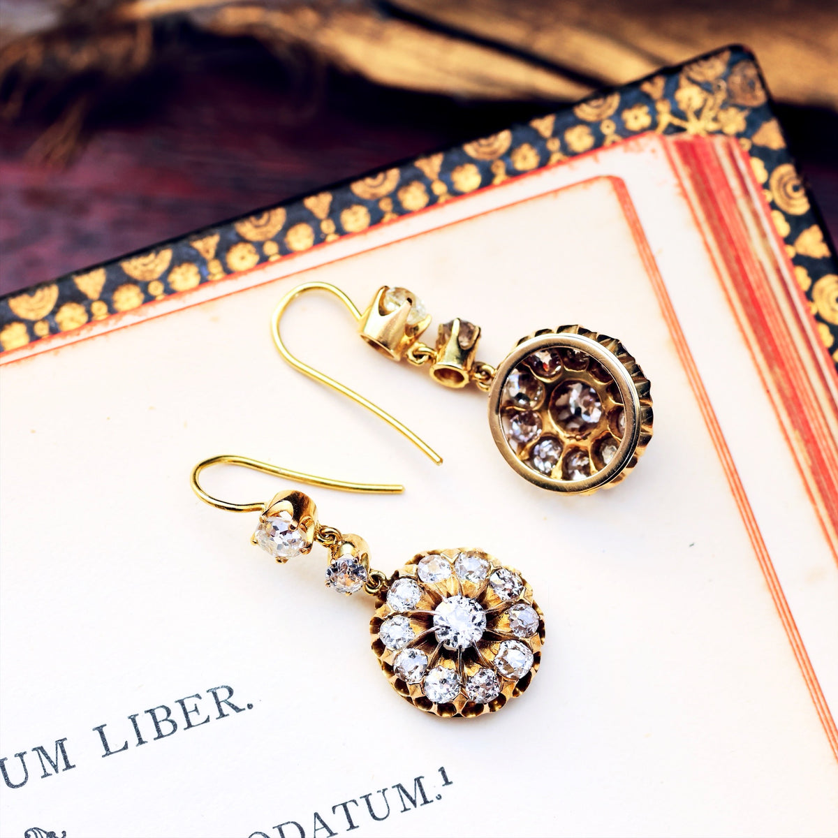 Spectacular Sparkle! Vintage Diamond Cluster Earrings in Original Box