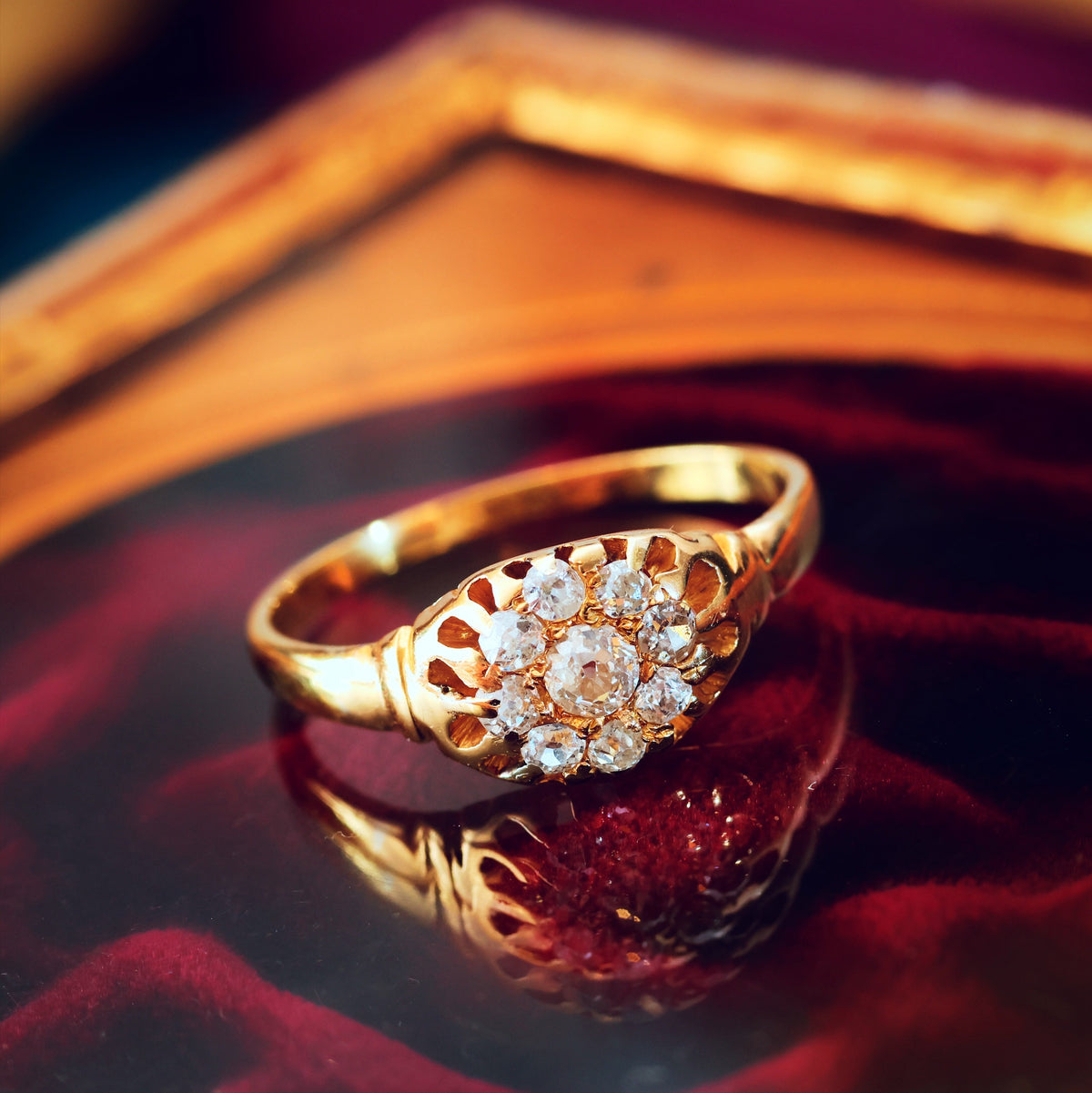 Antique Diamond Cluster Engagement Ring
