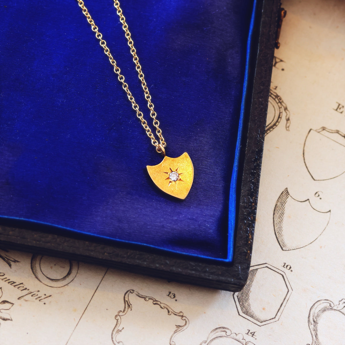 Darling Lil' Antique Diamond Shield Pendant