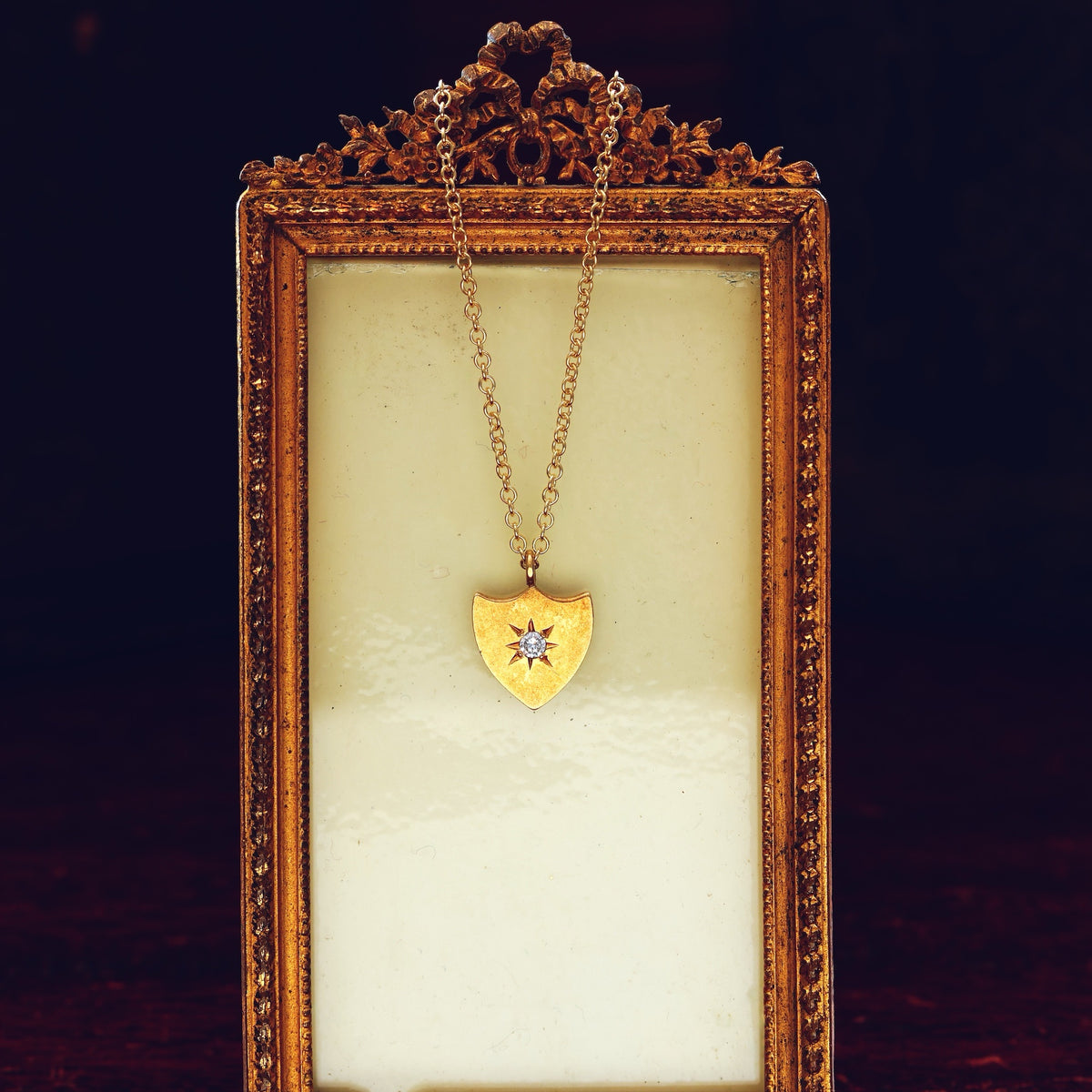 Darling Lil' Antique Diamond Shield Pendant