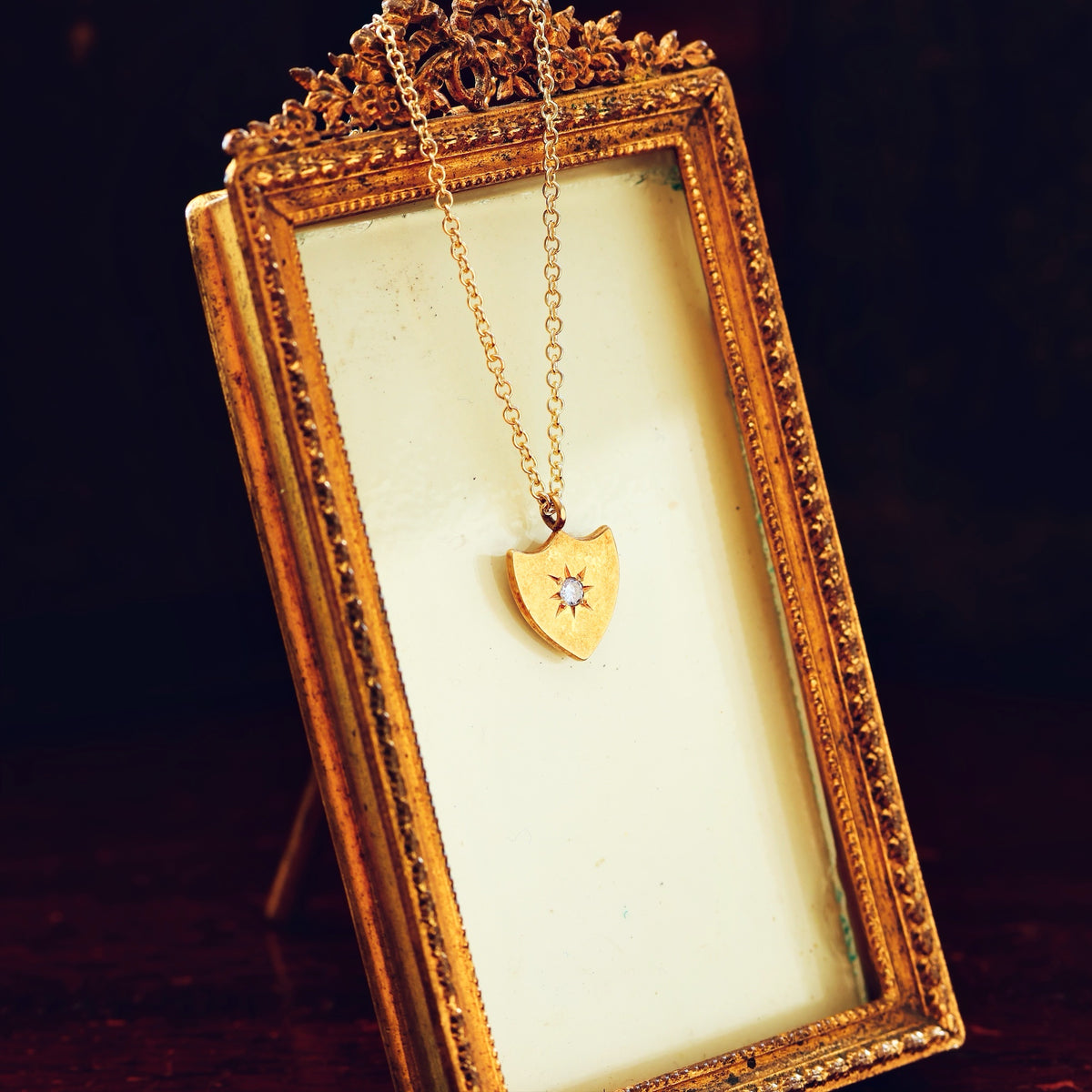 Darling Lil' Antique Diamond Shield Pendant