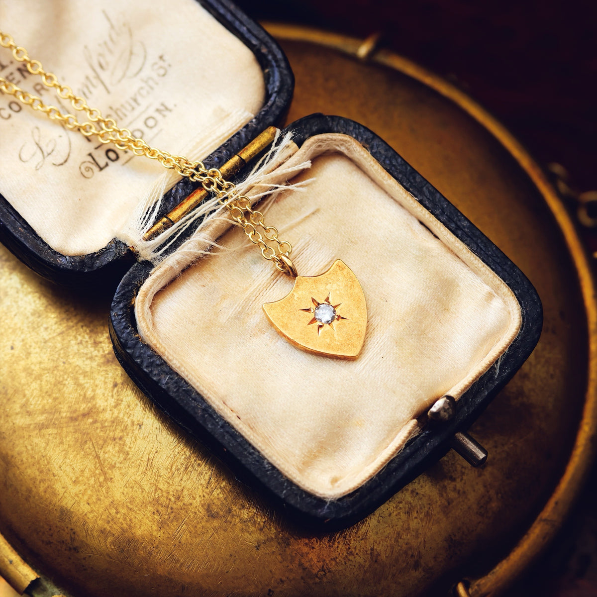 Darling Lil' Antique Diamond Shield Pendant