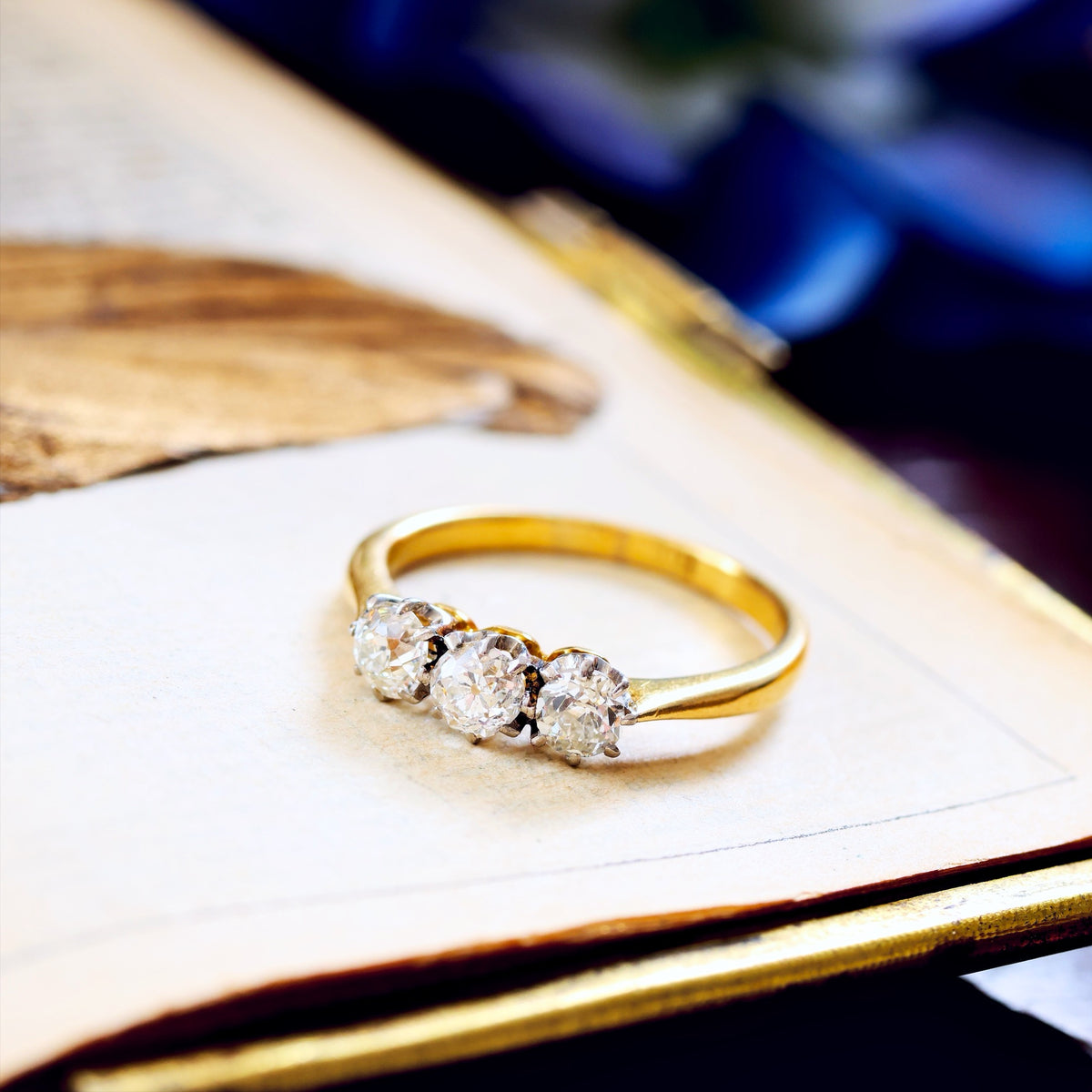 Magical Firelight! Antique Diamond Trilogy Engagement Ring