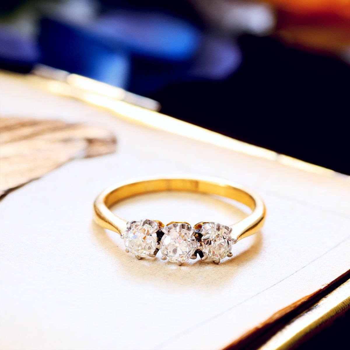 Magical Firelight! Antique Diamond Trilogy Engagement Ring