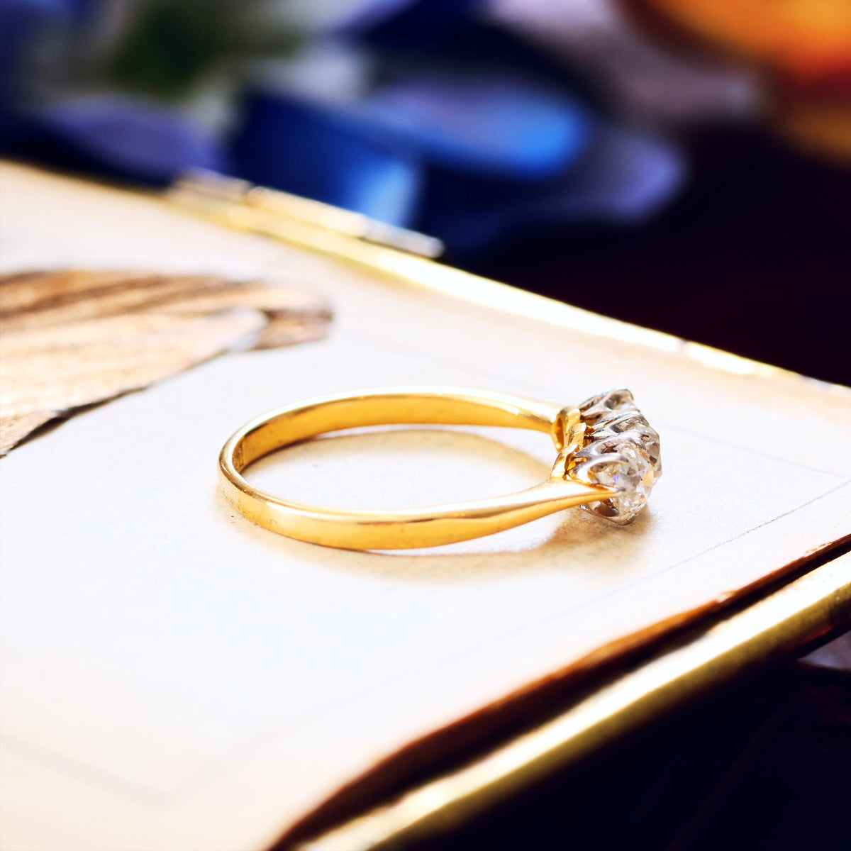 Magical Firelight! Antique Diamond Trilogy Engagement Ring