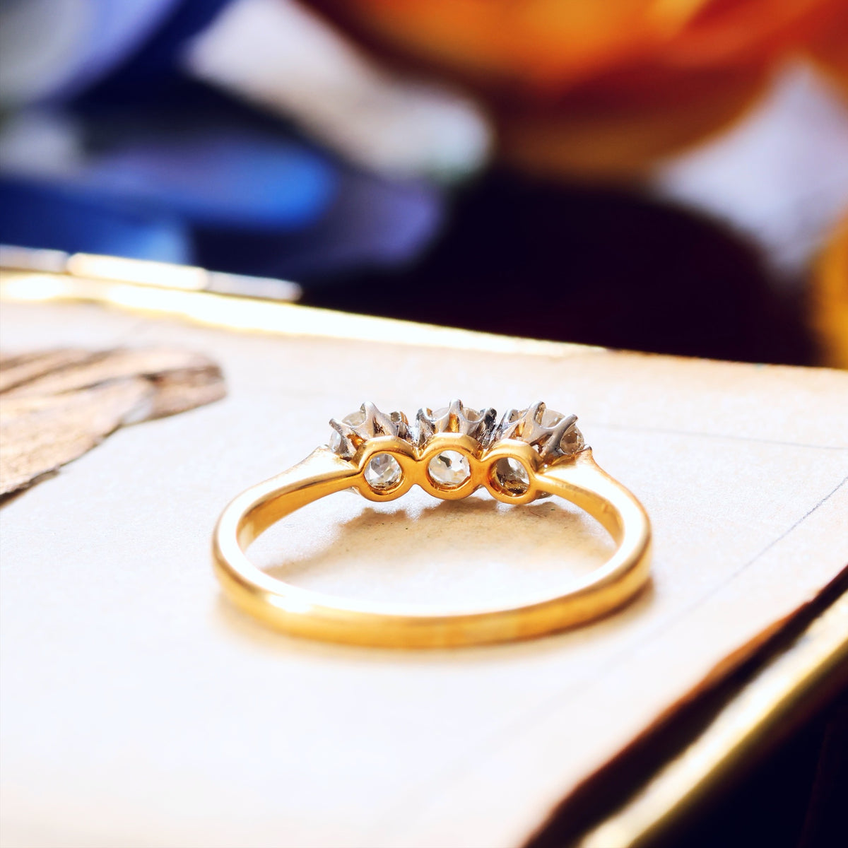 Magical Firelight! Antique Diamond Trilogy Engagement Ring